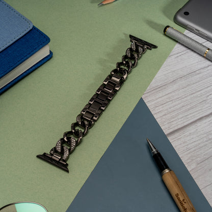 Elegant Black Diamond Bracelet Strap for Apple Watch