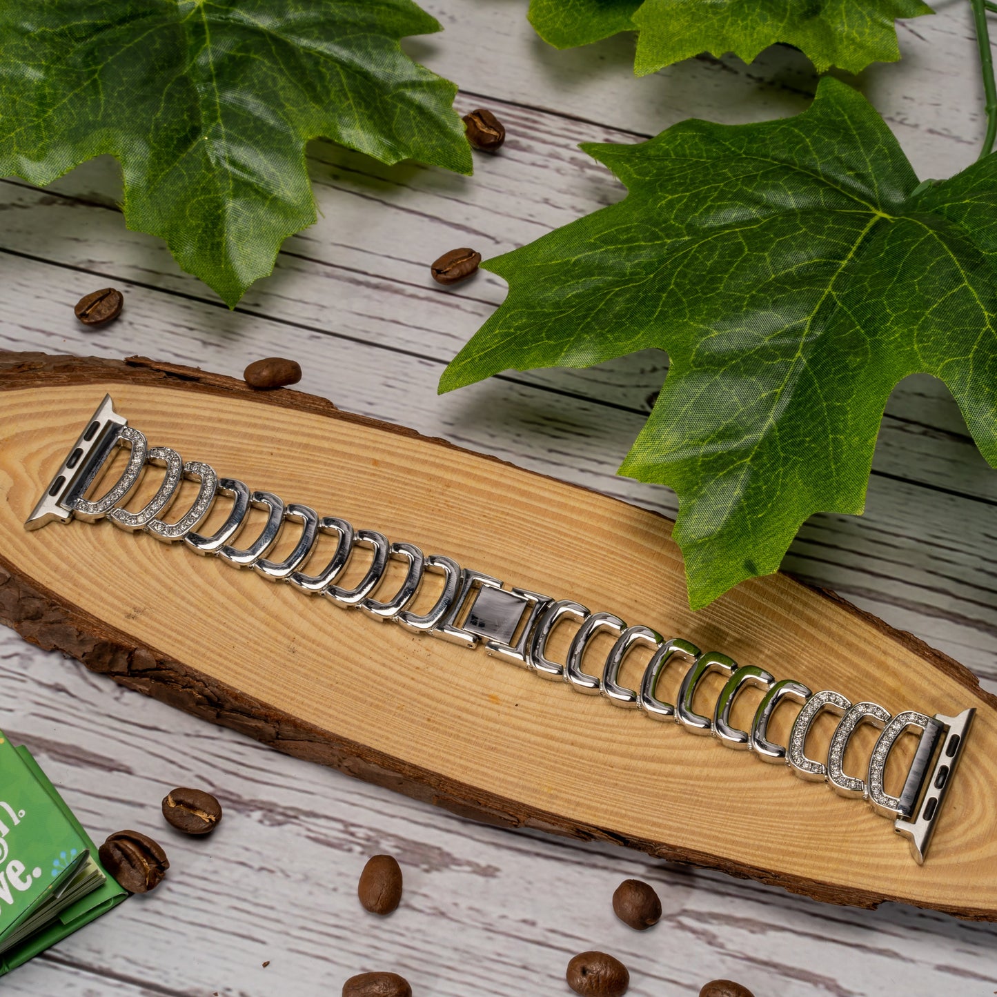 Halo C-Type Silver Diamond Steel Bracelet Strap for Apple Watch