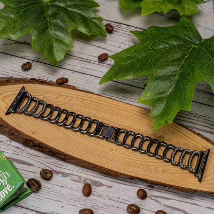 Halo C-Type Black Diamond Steel Bracelet Strap for Apple Watch