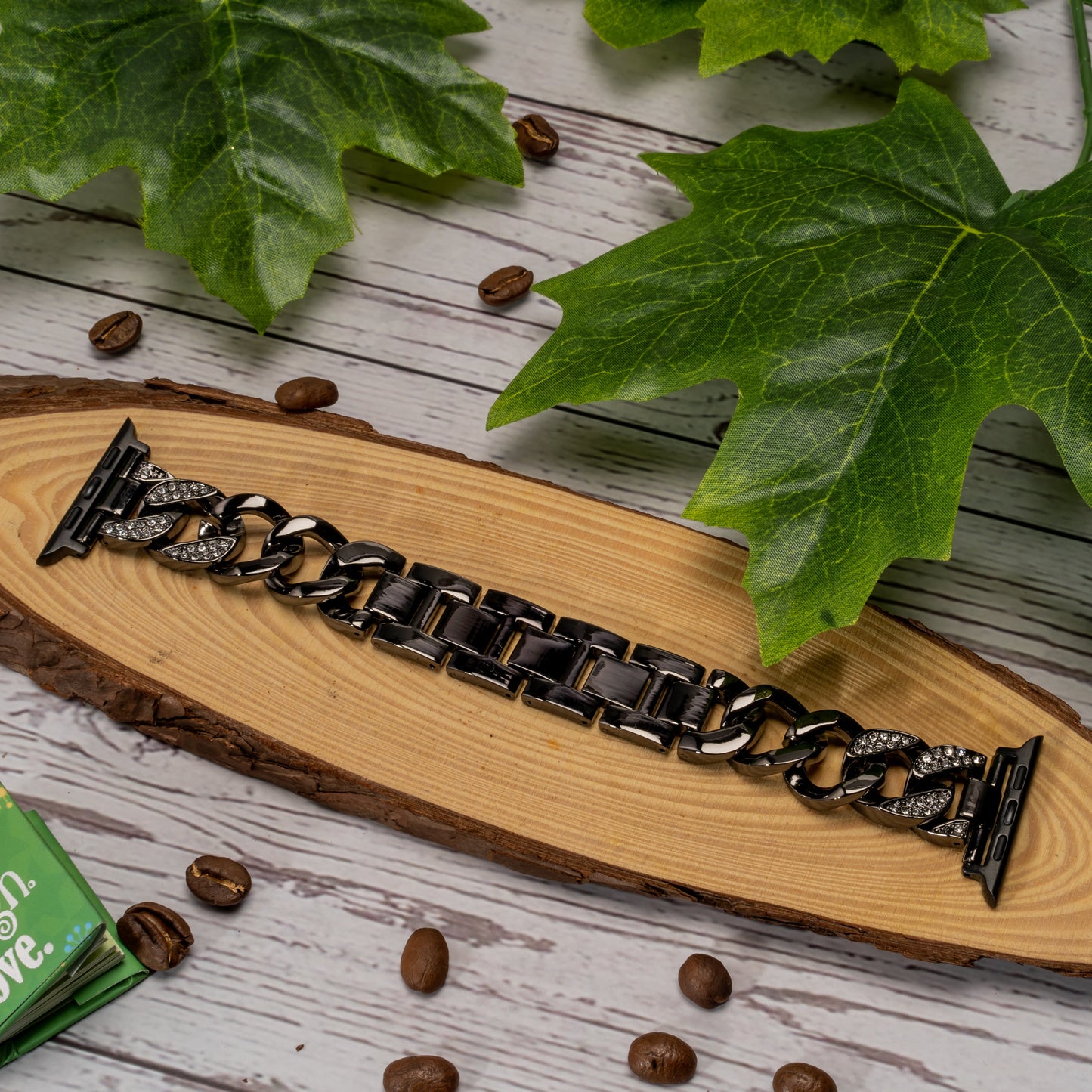 Elegant Black Diamond Bracelet Strap for Apple Watch