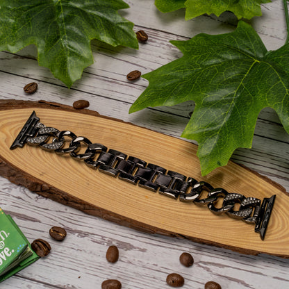 Elegant Black Diamond Bracelet Strap for Apple Watch