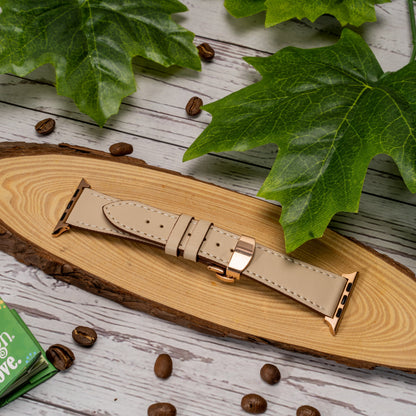 Butterfly Buckle Leather Wrist Strap For Apple iWatch