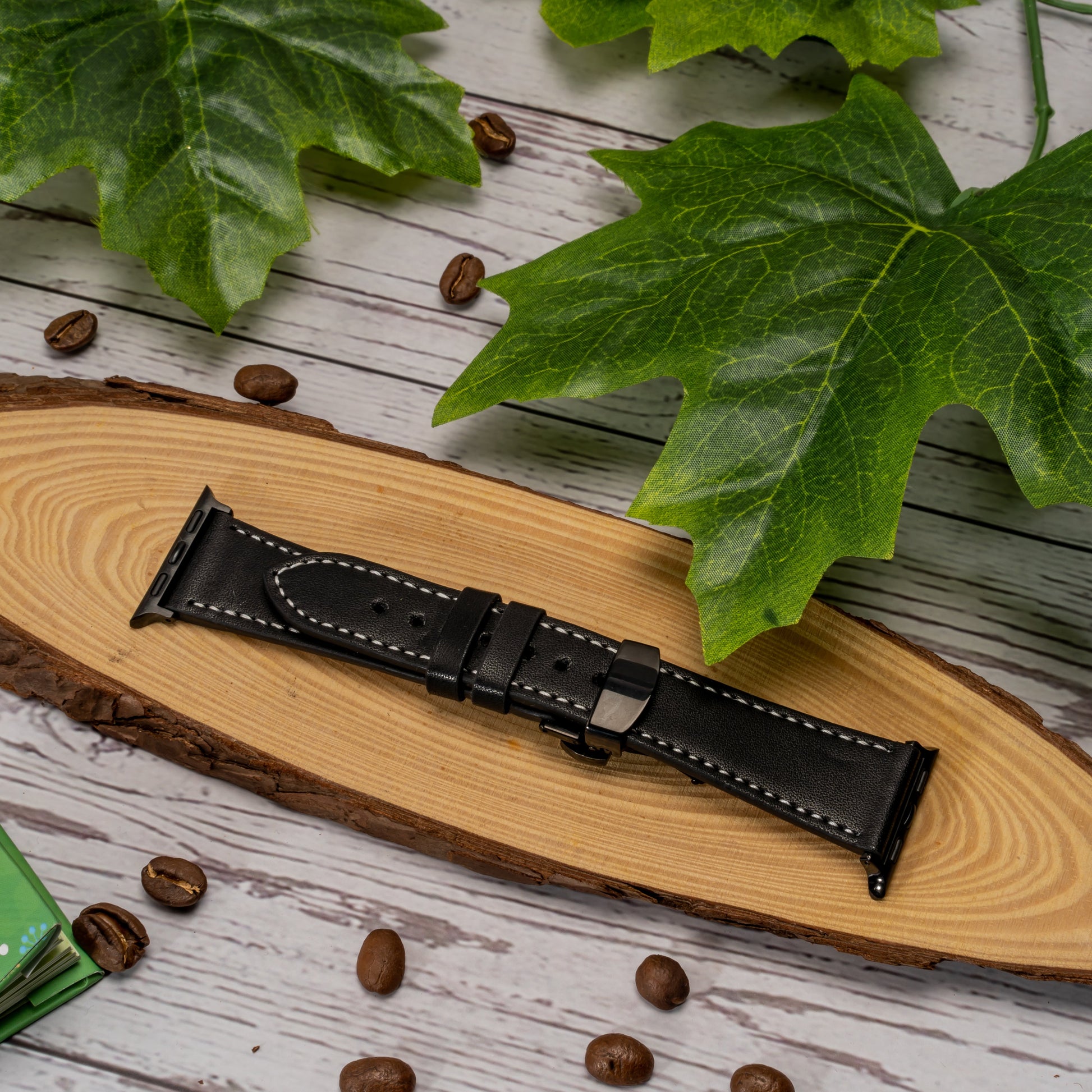 Butterfly Buckle Leather Wrist Strap For Apple iWatch