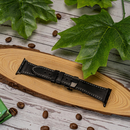 Butterfly Buckle Leather Wrist Strap For Apple iWatch