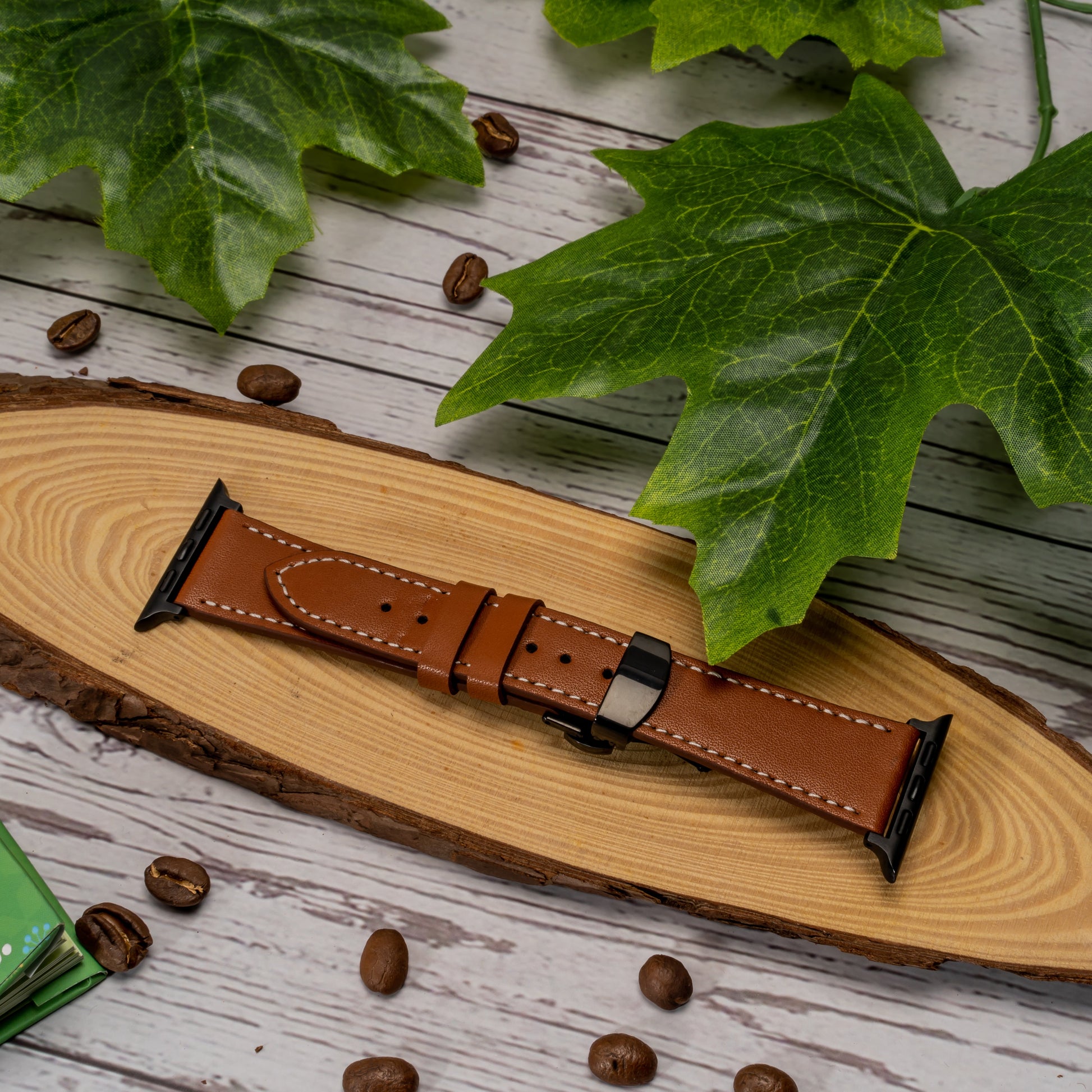 Butterfly Buckle Leather Wrist Strap For Apple iWatch