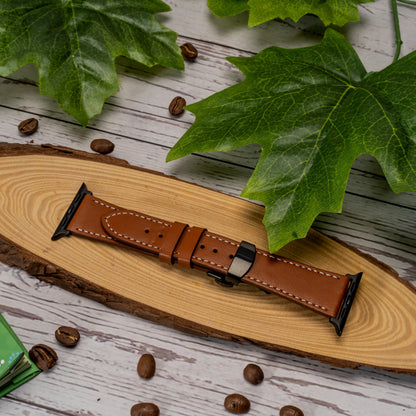 Butterfly Buckle Leather Wrist Strap For Apple iWatch