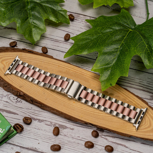 Pink Dual Color Stainless Steel Metal Strap for Apple Watch