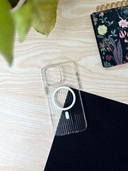 HAVOO Non-Yellow Clear Grid MagSafe Compatible Case For iPhone