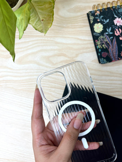 HAVOO Non-Yellow Clear Grid MagSafe Compatible Case For iPhone