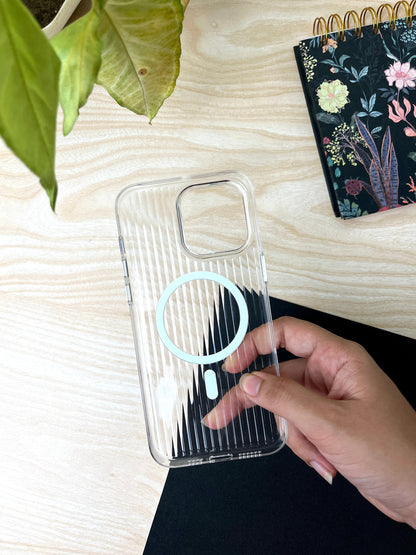 HAVOO Non-Yellow Clear Grid MagSafe Compatible Case For iPhone