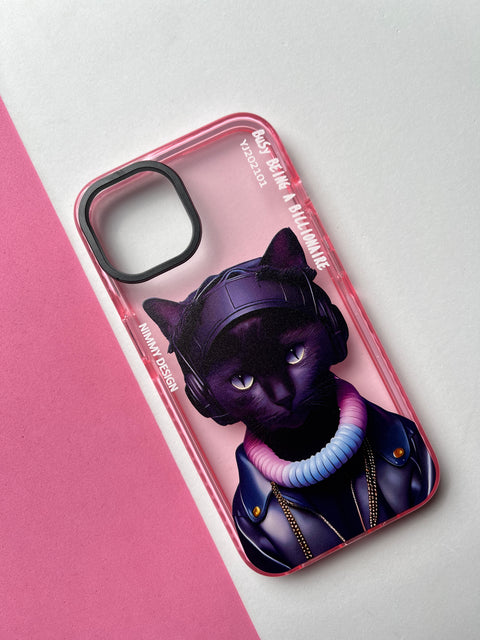 NIMMY Pink Purple Cat Bumper Case For iPhone