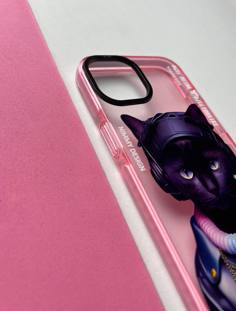 NIMMY Pink Purple Cat Bumper Case For iPhone