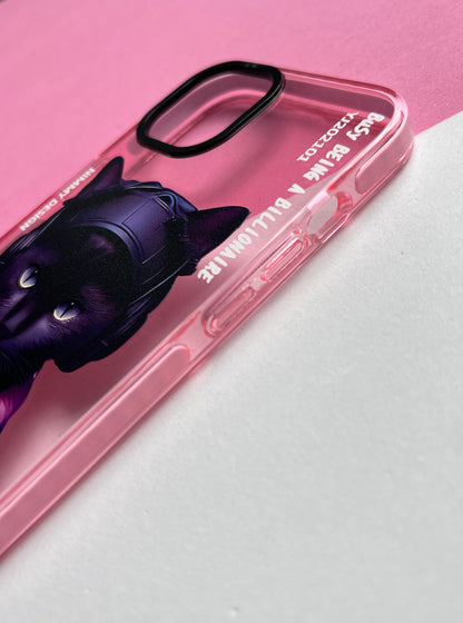 NIMMY Pink Purple Cat Bumper Case For iPhone