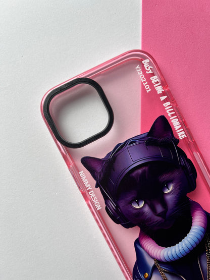 NIMMY Pink Purple Cat Bumper Case For iPhone