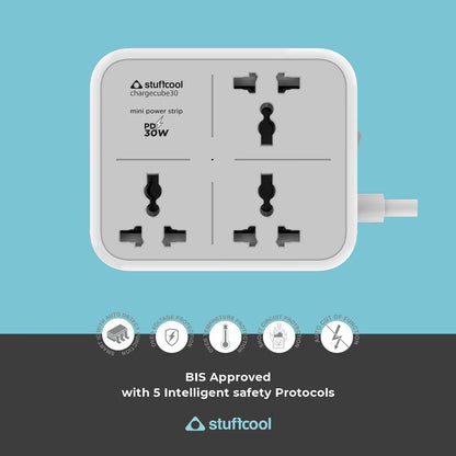Stuffcool ChargeCube Mini Power Strip with 30W Type C output