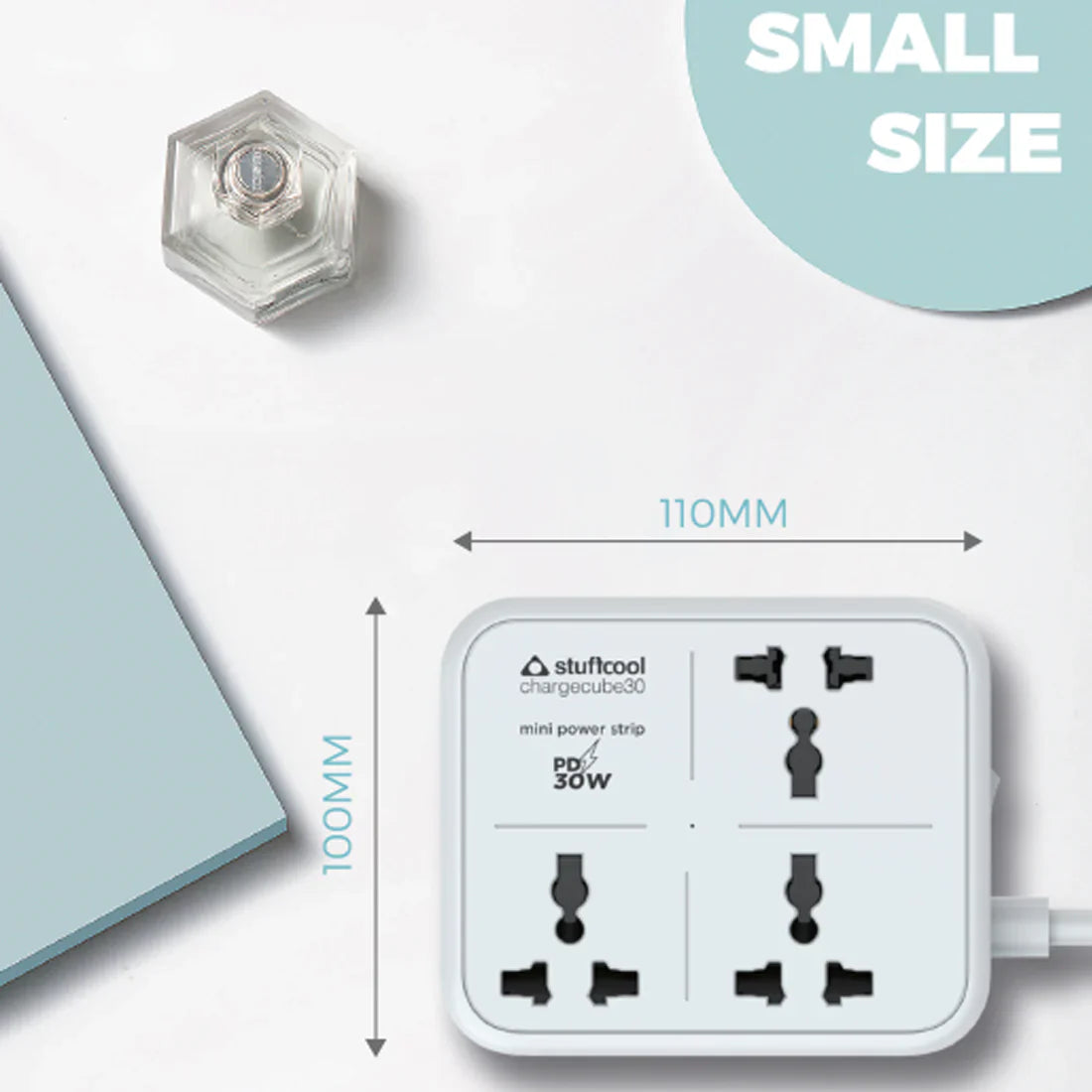 Stuffcool ChargeCube Mini Power Strip with 30W Type C output