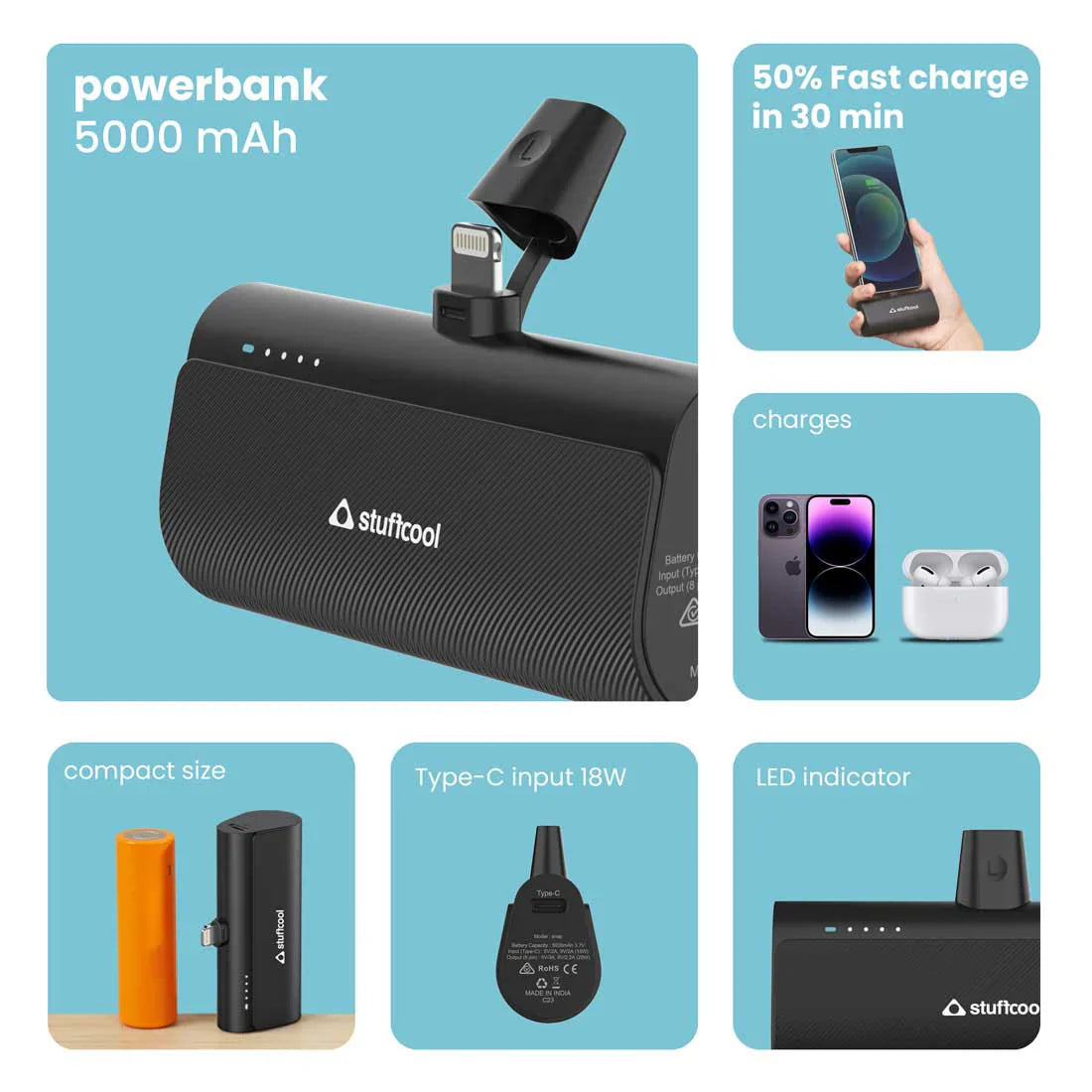 Stuffcool Snap Lightning 5000mAh Powerbank