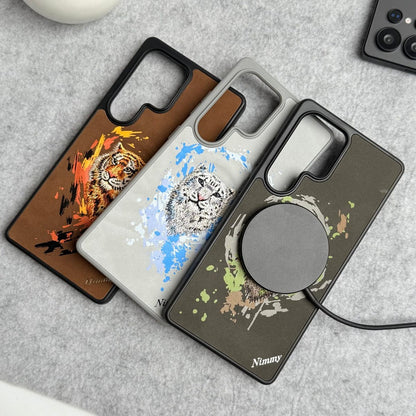 Nimmy Design White Leopard MagSafe case for Samsung S25 Ultra