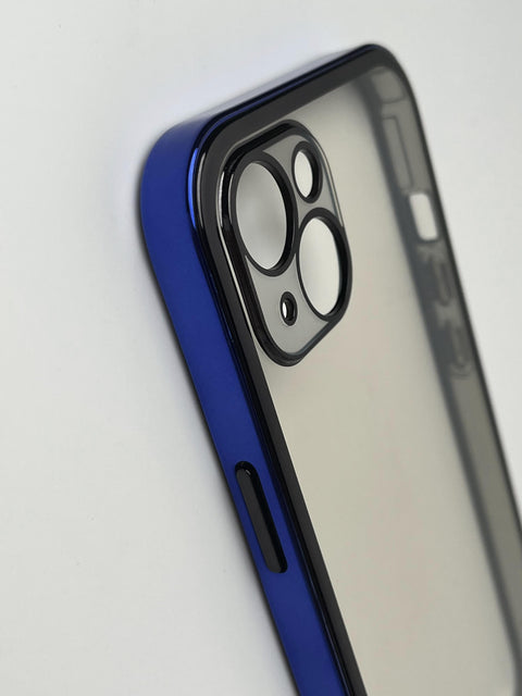 Blue New Shine Transparent with Black Border Cases for iPhone
