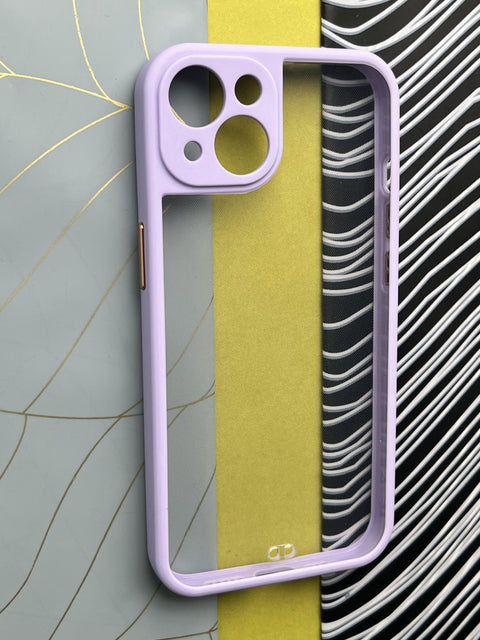 Purple Soft Colorful Transparent Case with Metal Buttons for iPhone
