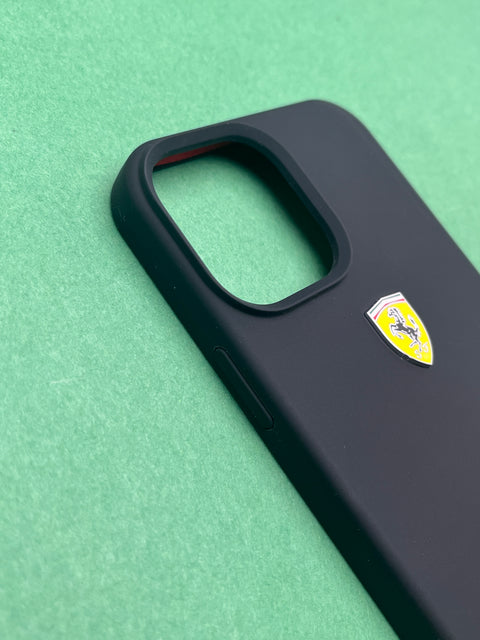 Ferrari Black Silicone Velvet Touch Case For iPhone