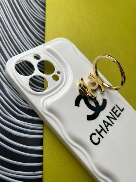 CHANEL White Luxury Brand Camera Protection With Hook Case For iPhone