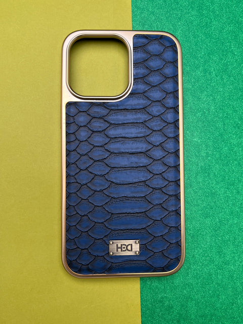 HDD Blue Crocodile Genuine Leather Case For iPhone