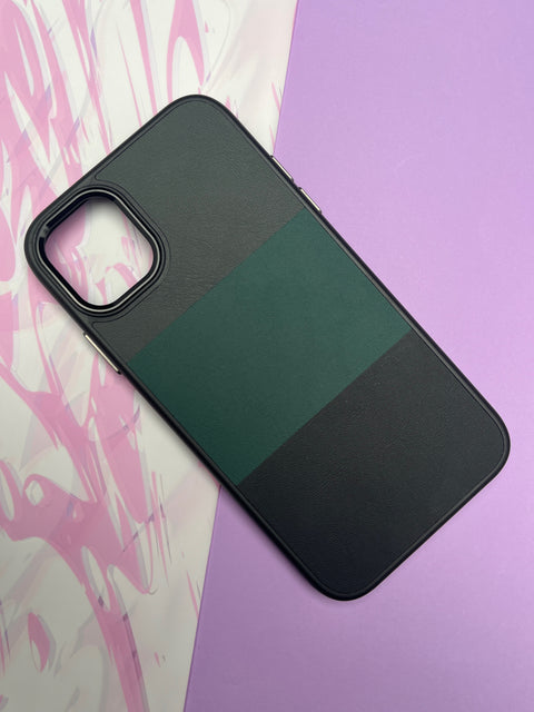Fantastic Dark Green Tri Color Leather Case For iPhone