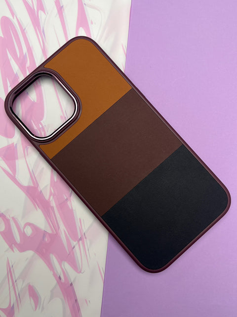 Fantastic Brown Tri Color Leather Case For iPhone