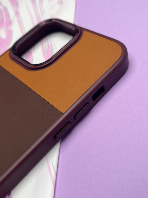 Fantastic Brown Tri Color Leather Case For iPhone