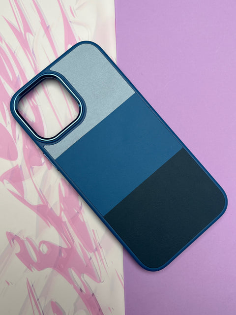 Fantastic Sky Blue Tri Color Leather Case For iPhone