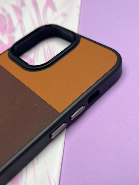 Fantastic Brown Black Ring Tri Color Leather Case For iPhone