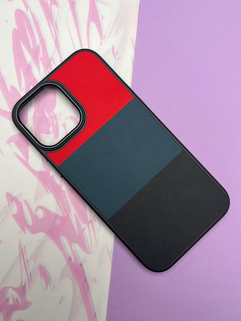 Fantastic Red Tri Color Leather Case For iPhone