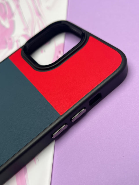 Fantastic Red Tri Color Leather Case For iPhone