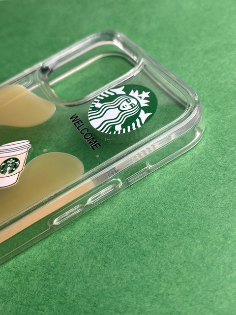 Star Bucks Yellow Floating Toy Liquid Case For iPhone