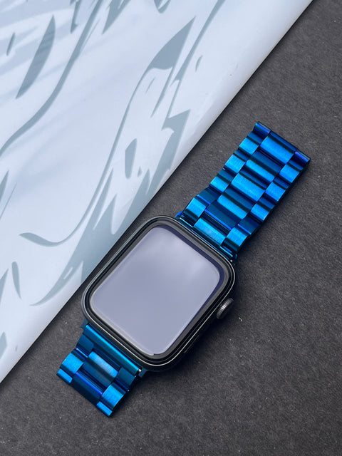 Blue Stainless Steel Metal Strap for Apple Watch