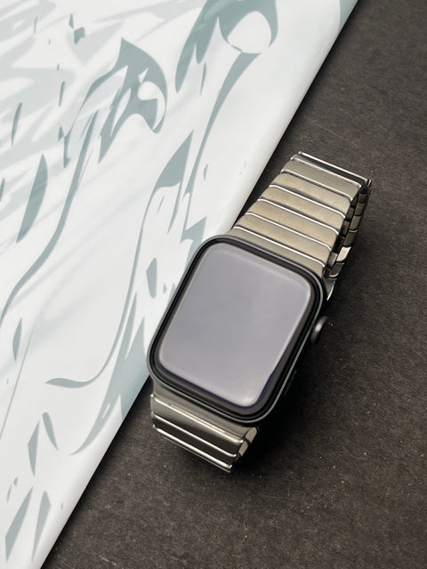 Link Strap Silver Metal Bracelet with Detachable link for Apple Watch