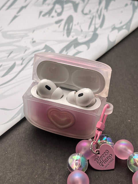 Heart Bumper With Pearl Charm Case For Apple AirPods