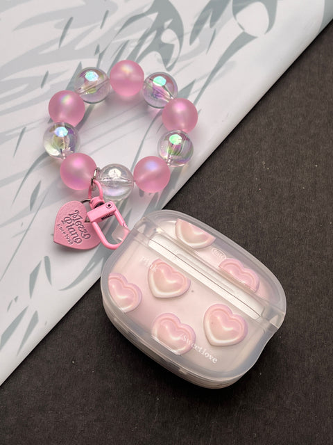 Multi Heart Bumper With Pearl Charm Case For Apple AirPods
