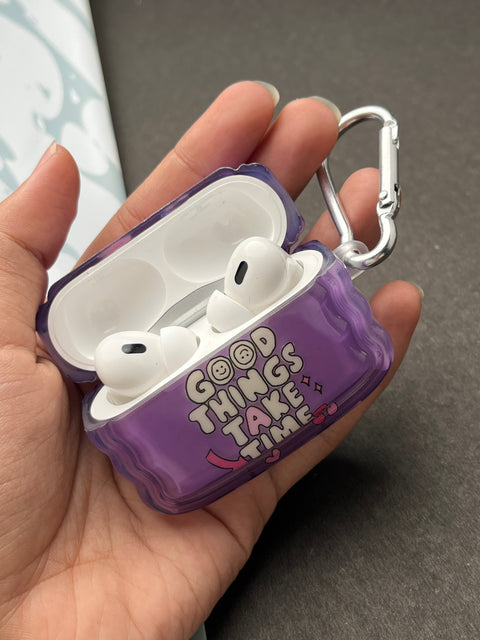 Good Things Take Time Purple Silicon Case For Apple AirPods