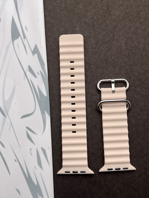 Off White Silicone Ocean Band For Apple Watch 42mm, 44mm, 45mm & 49mm