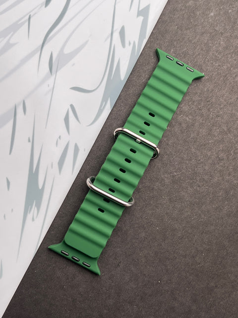 Dark Green Silicone Ocean Band For Apple Watch 42mm, 44mm, 45mm & 49mm