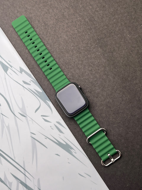 Dark Green Silicone Ocean Band For Apple Watch 42mm, 44mm, 45mm & 49mm