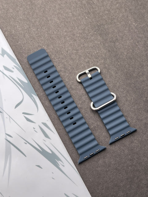 Gray Silicone Ocean Band For Apple Watch 42mm, 44mm, 45mm & 49mm