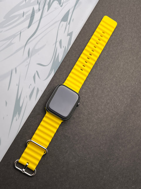 Yellow Silicone Ocean Band For Apple Watch 42mm, 44mm, 45mm & 49mm