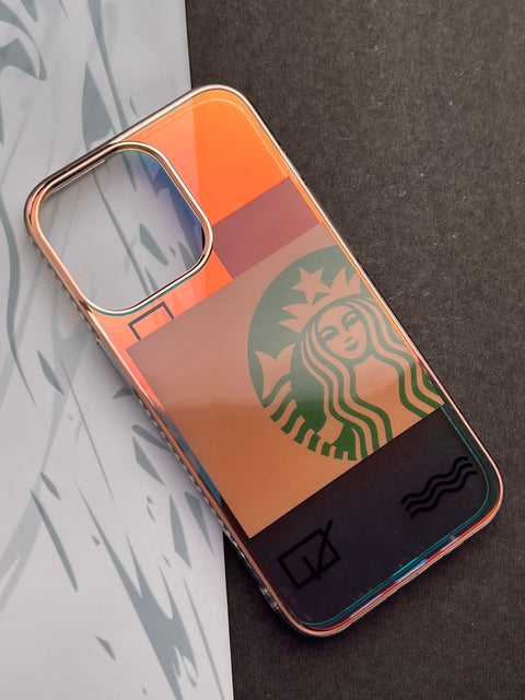 Laser Starbucks Check Shiny Color Changing Design Case For iPhone