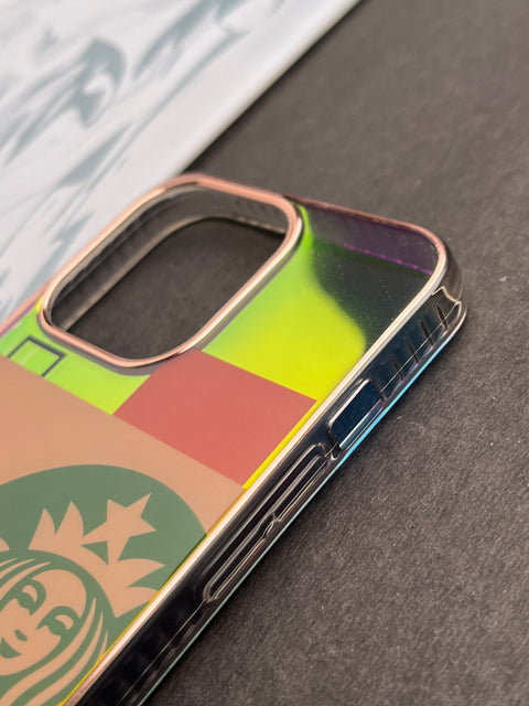 Laser Starbucks Check Shiny Color Changing Design Case For iPhone