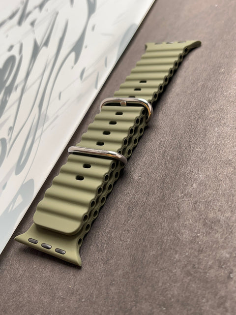 Olive Green Silicone Ocean Band For Apple Watch