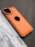 Hand Made Orange Leather With Camera Bumper Case For iPhone