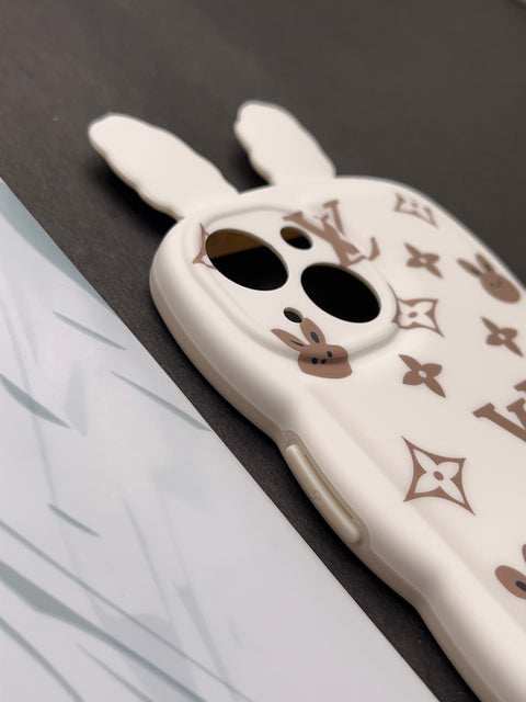 Cute White Rabbit Ears Wave LV Case For iPhone